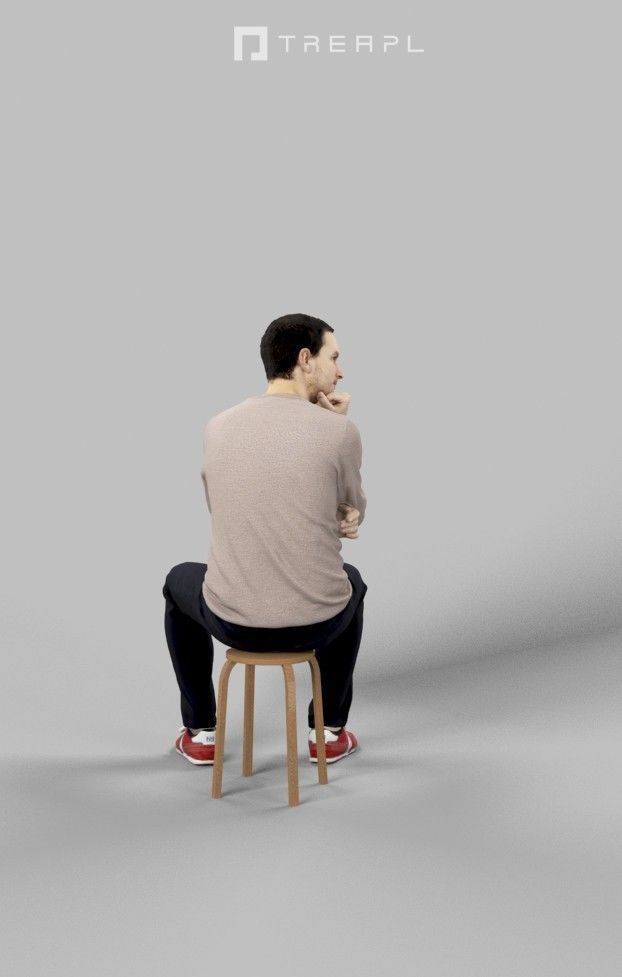 10x Sitting Woman Casual Man People Volume 01 3D Model Collection_87