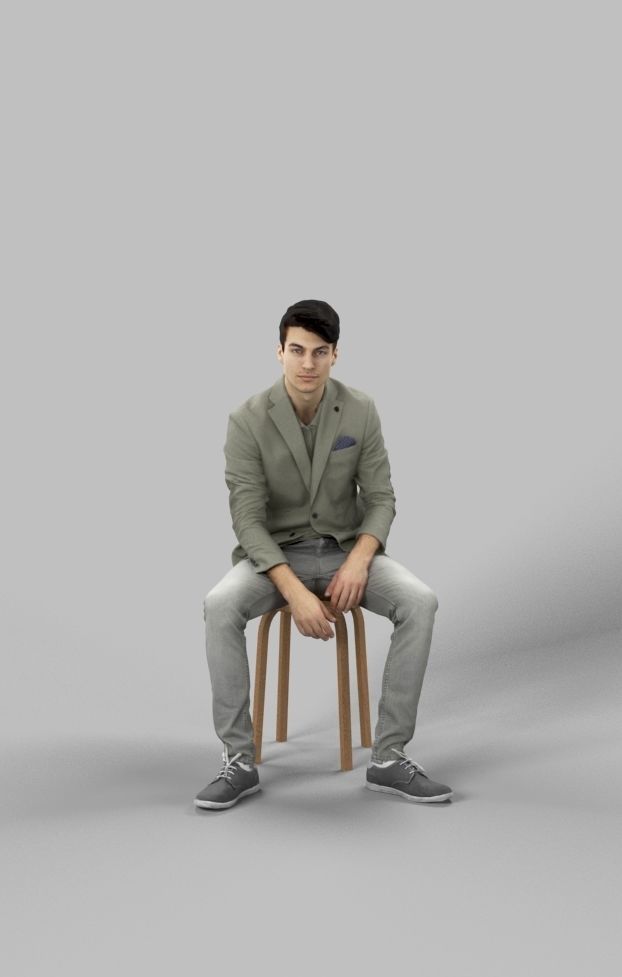 10x Sitting Woman Casual Man People Volume 01 3D Model Collection_78