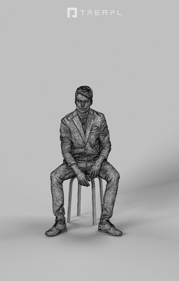 10x Sitting Woman Casual Man People Volume 01 3D Model Collection_77