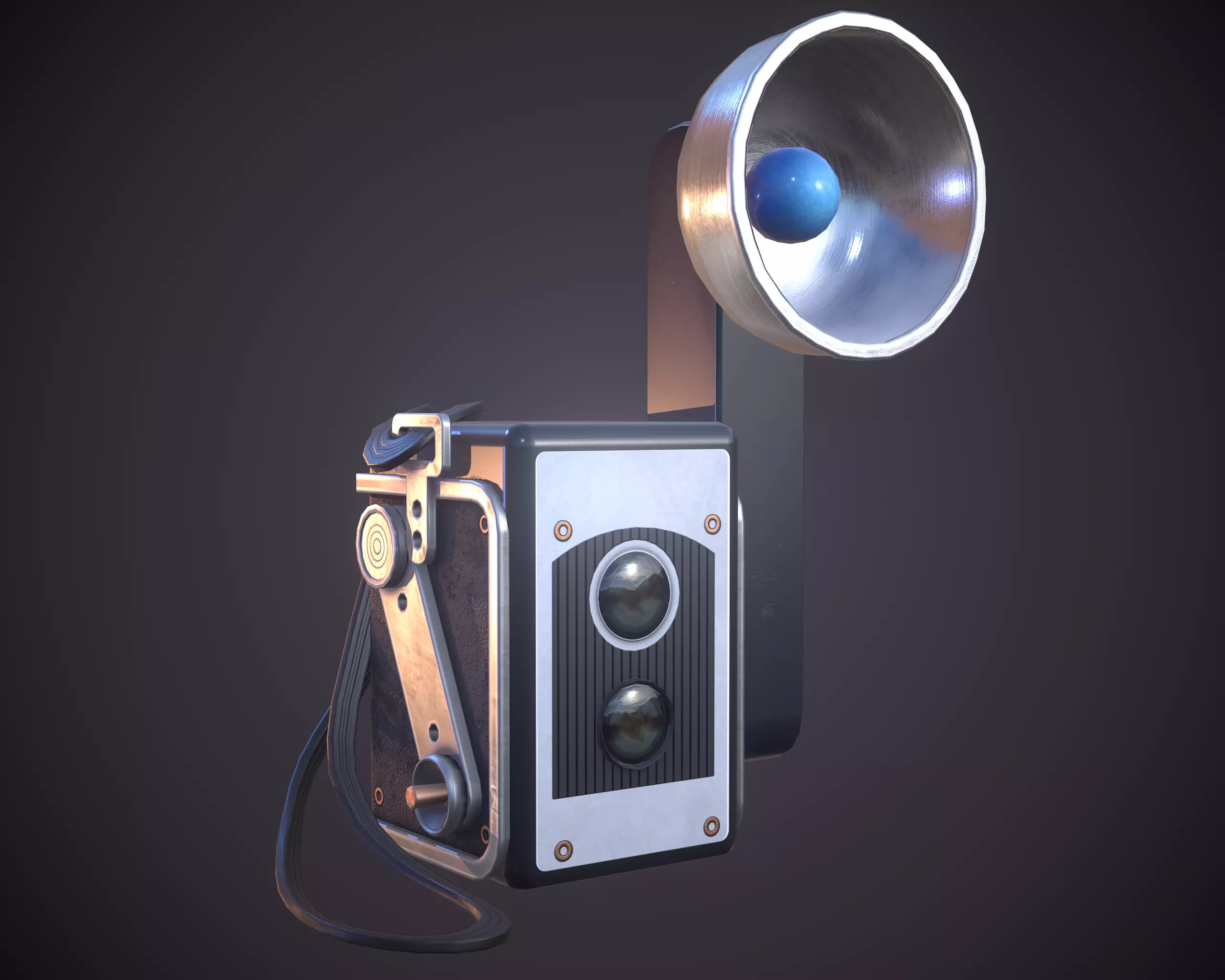 Old antique camera Low-poly 3D model_0