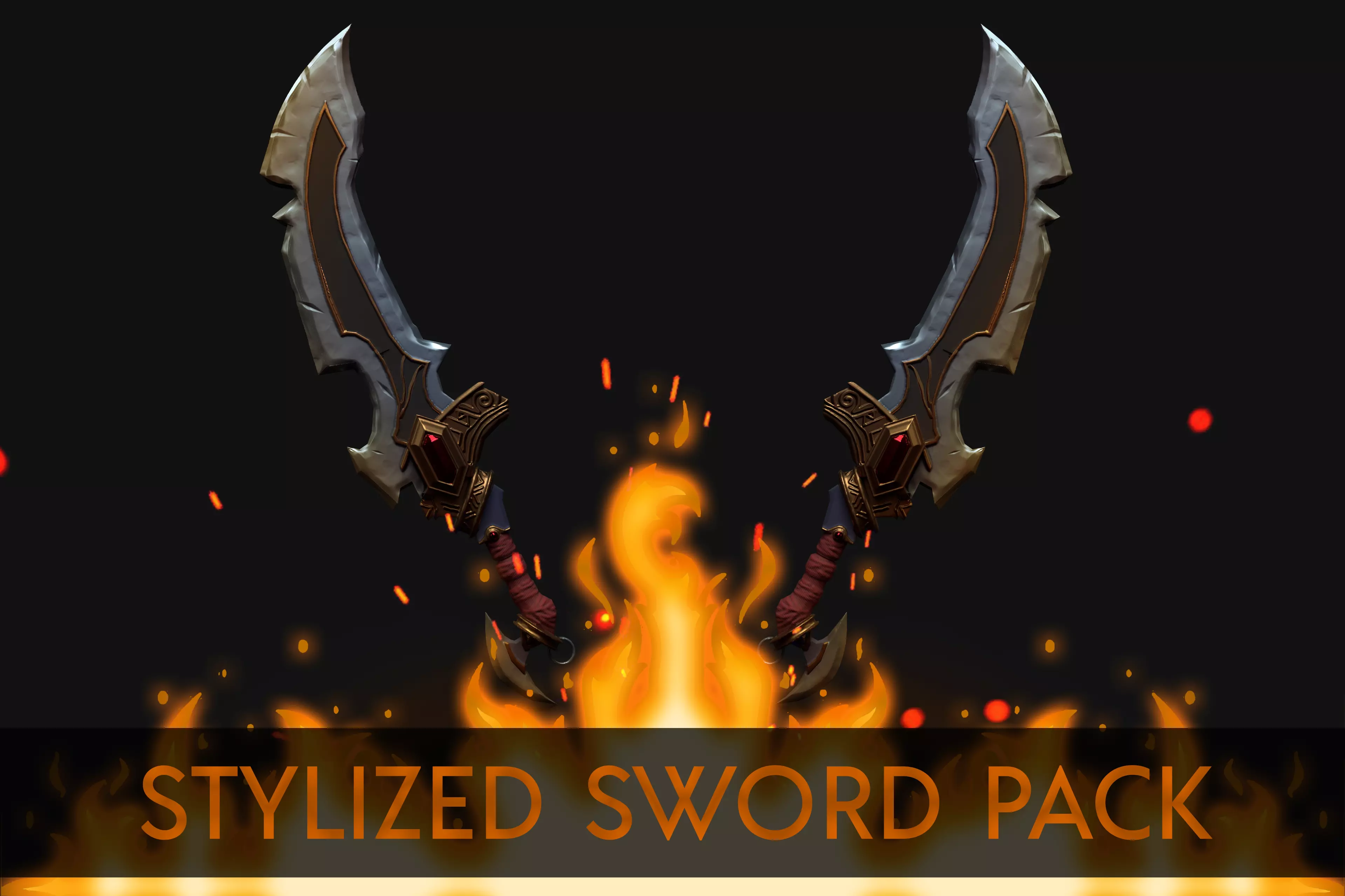 Stylized Fantasy Sword Pack 3D model_0