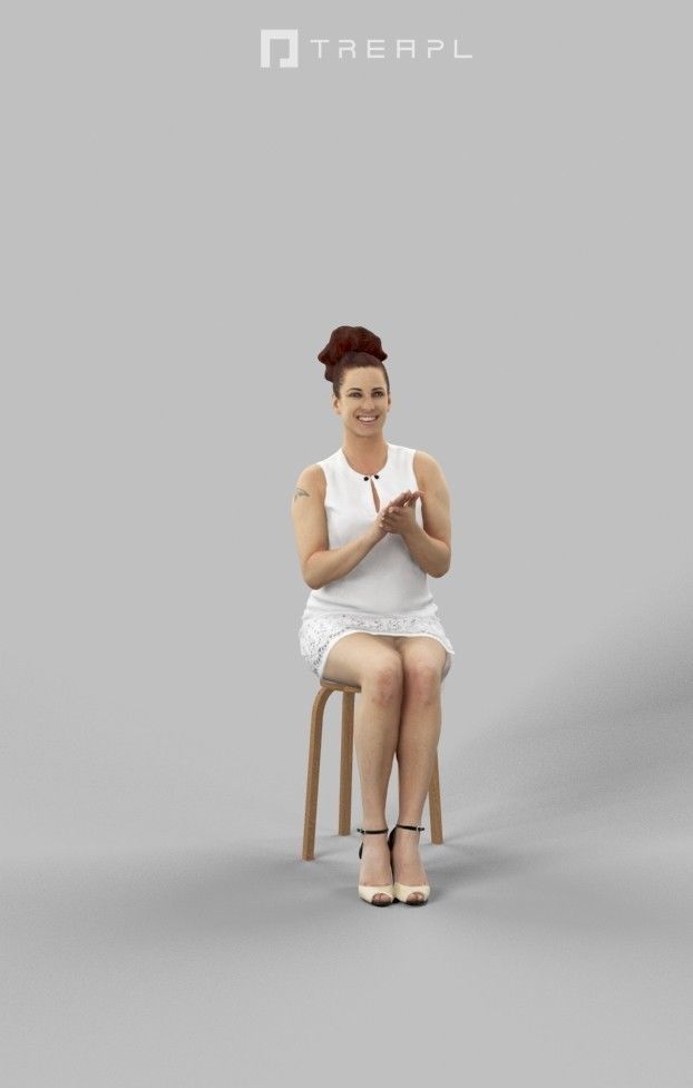 10x Sitting Woman Man People Elegant Audience Scanned Volume01 3D Model Collection_4