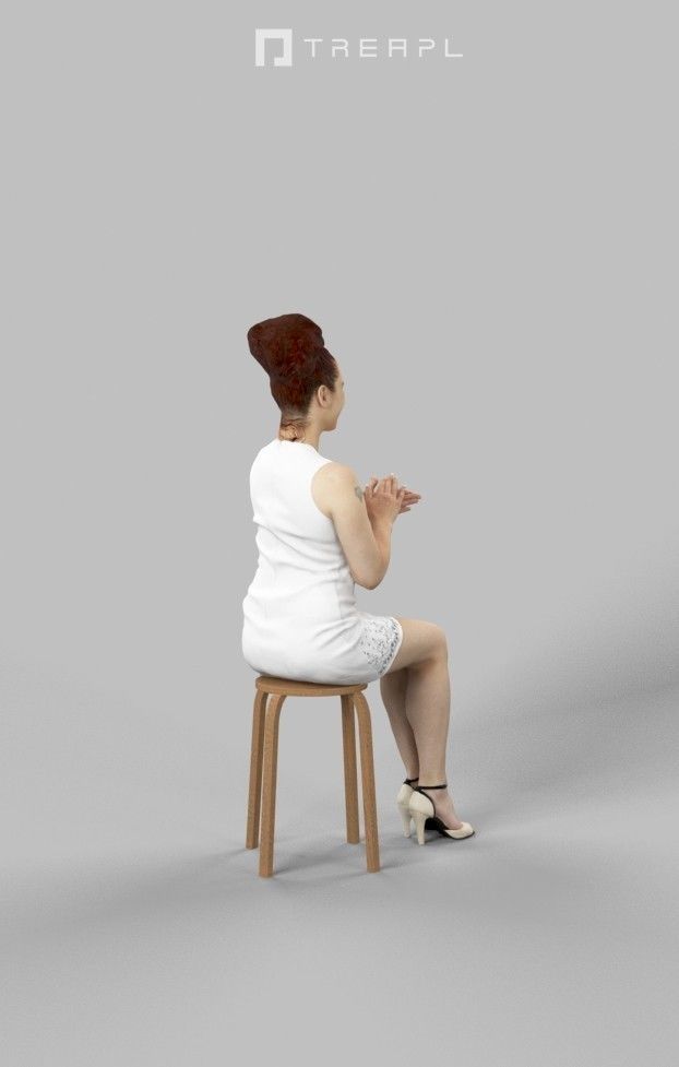 10x Sitting Woman Man People Elegant Audience Scanned Volume01 3D Model Collection_3