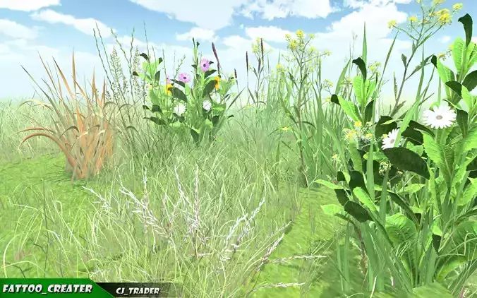 Realistic Grass Animated LOD Low-Poly 3D Model Low-poly 3D model