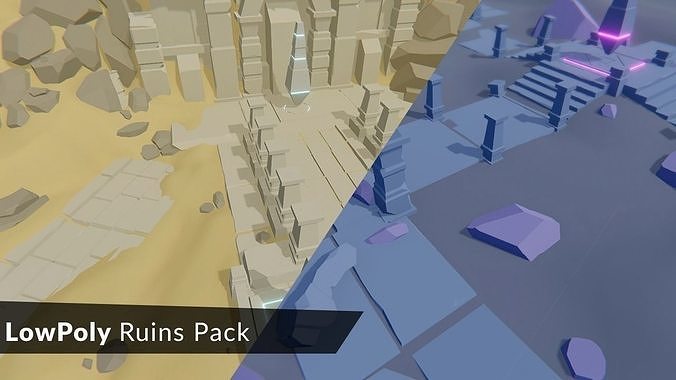 LowPoly Ruins Pack Low-poly 3D model