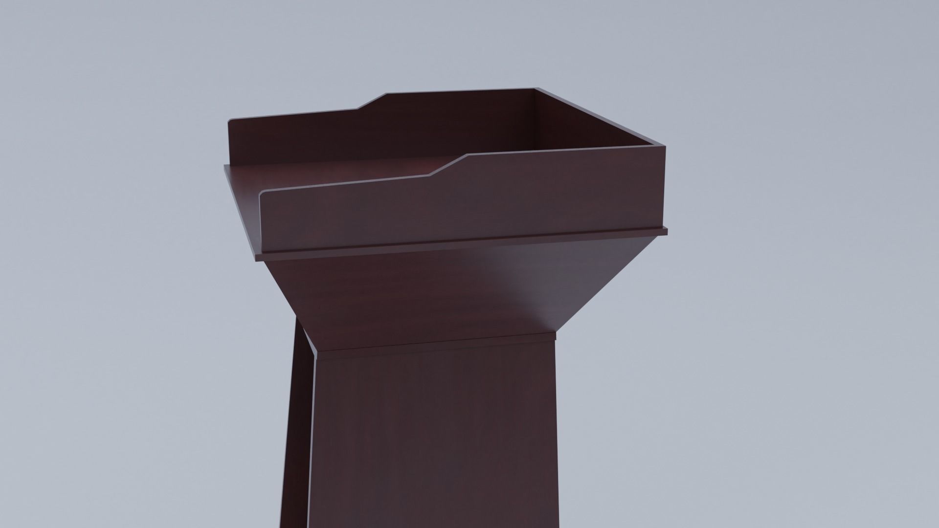 Pulpit Low-Poly wooden podium with two microphones Low-poly 3D model_26