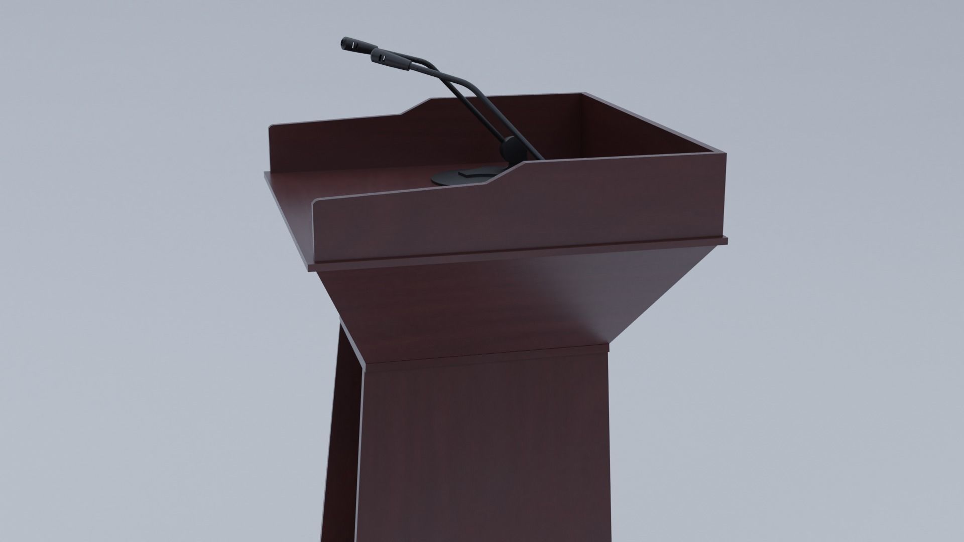 Pulpit Low-Poly wooden podium with two microphones Low-poly 3D model_19