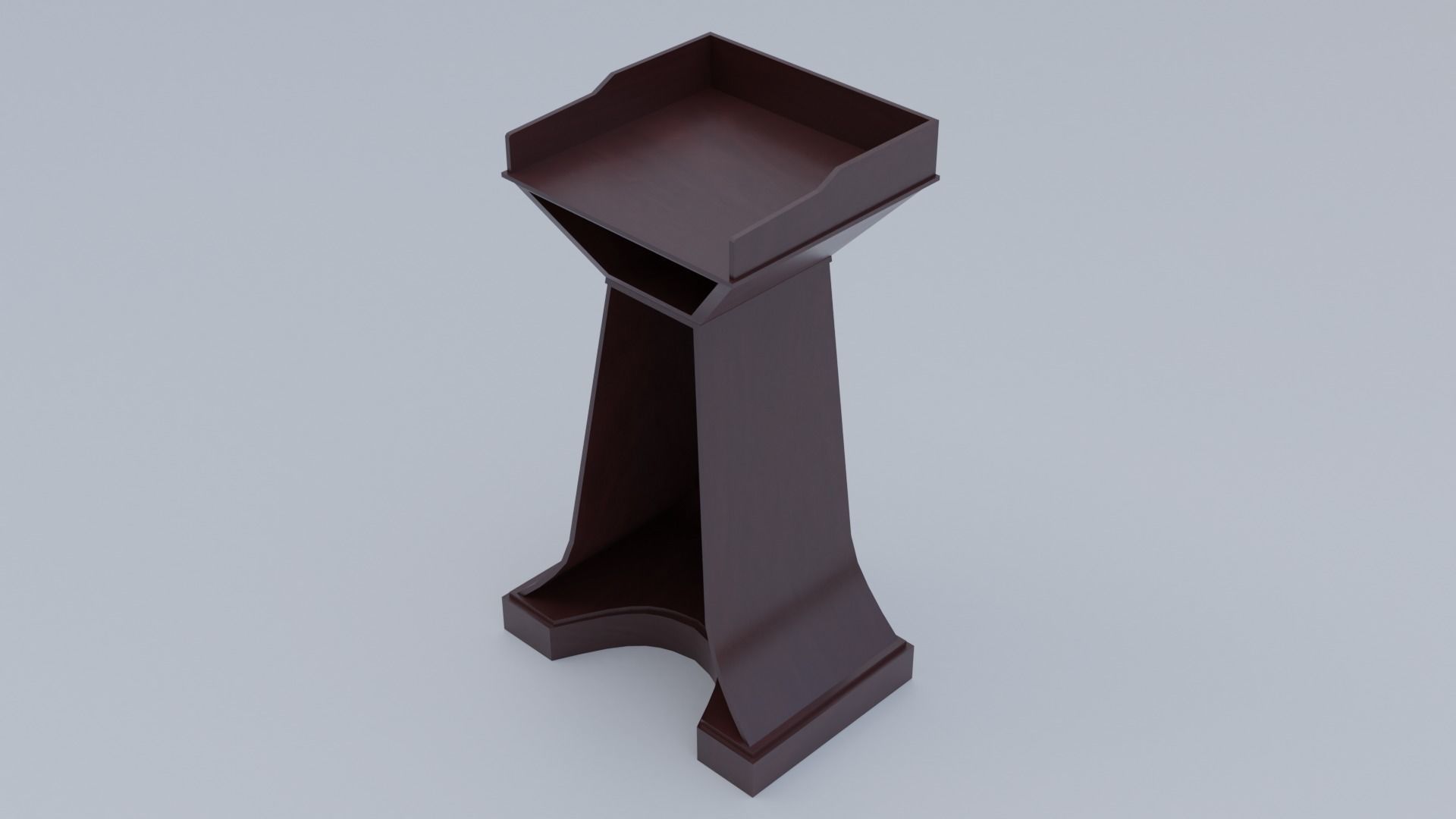 Pulpit Low-Poly wooden podium with two microphones Low-poly 3D model_9