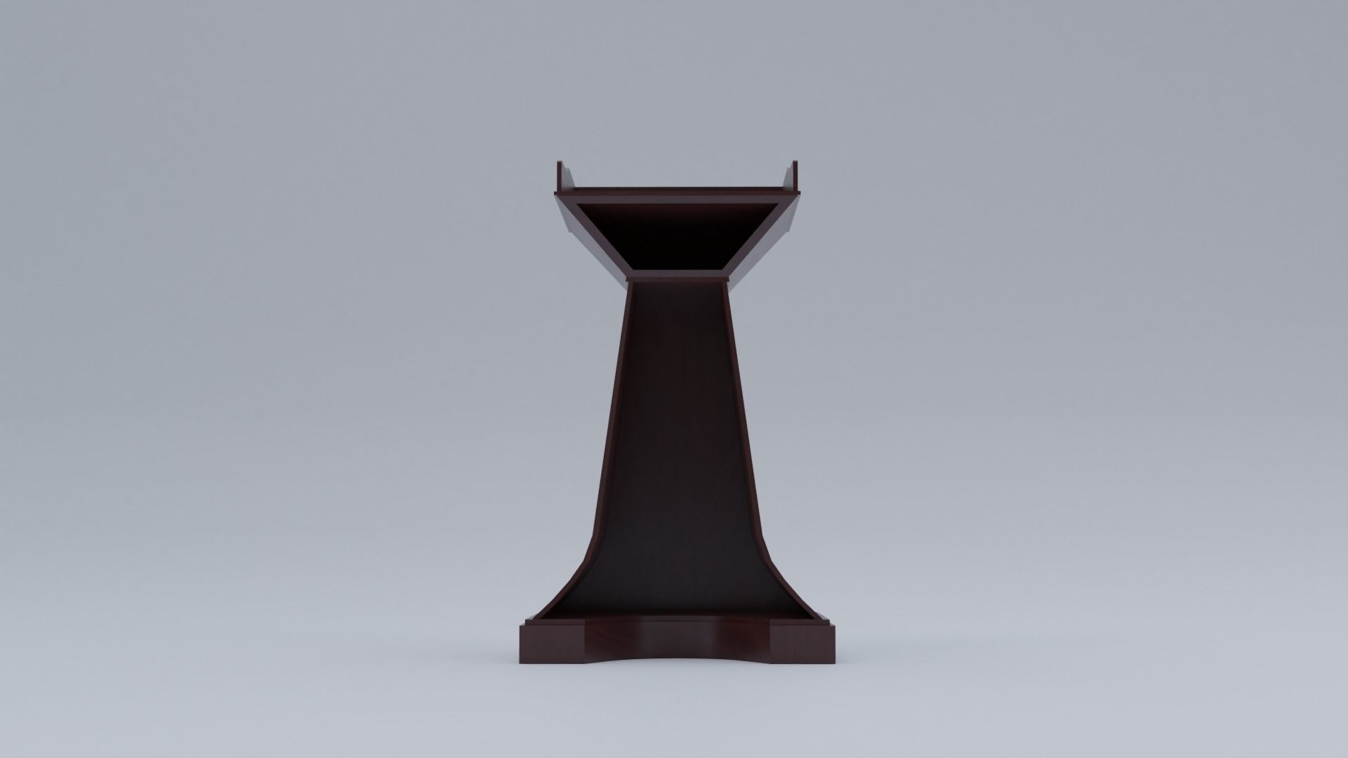 Pulpit Low-Poly wooden podium with two microphones Low-poly 3D model_3