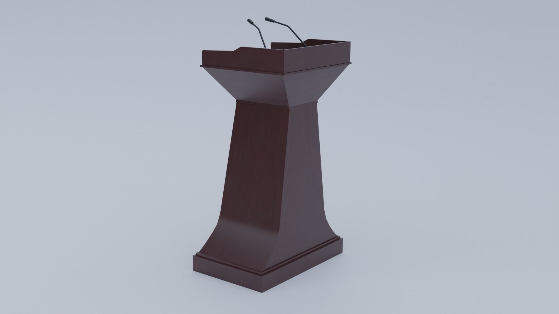 Pulpit Low-Poly wooden podium with two microphones Low-poly 3D model_27