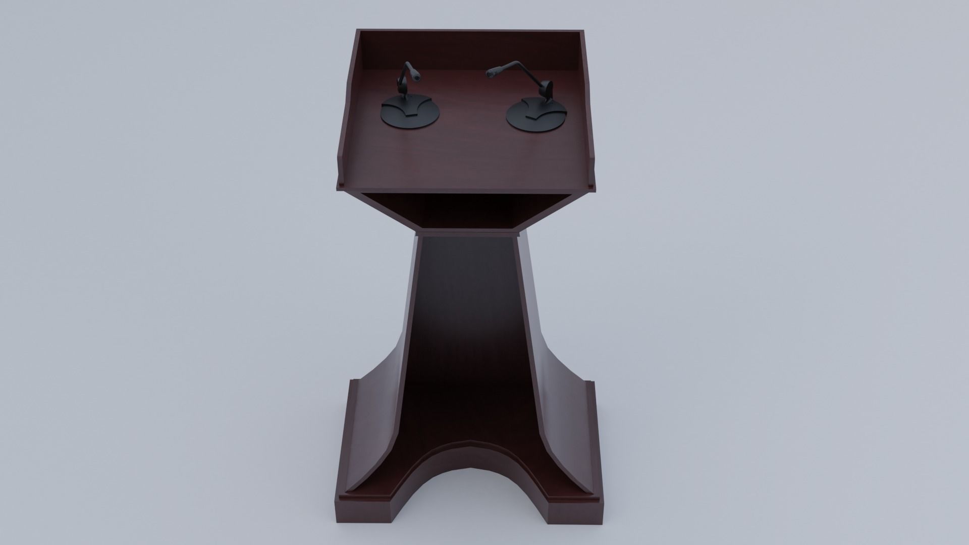 Pulpit Low-Poly wooden podium with two microphones Low-poly 3D model_10