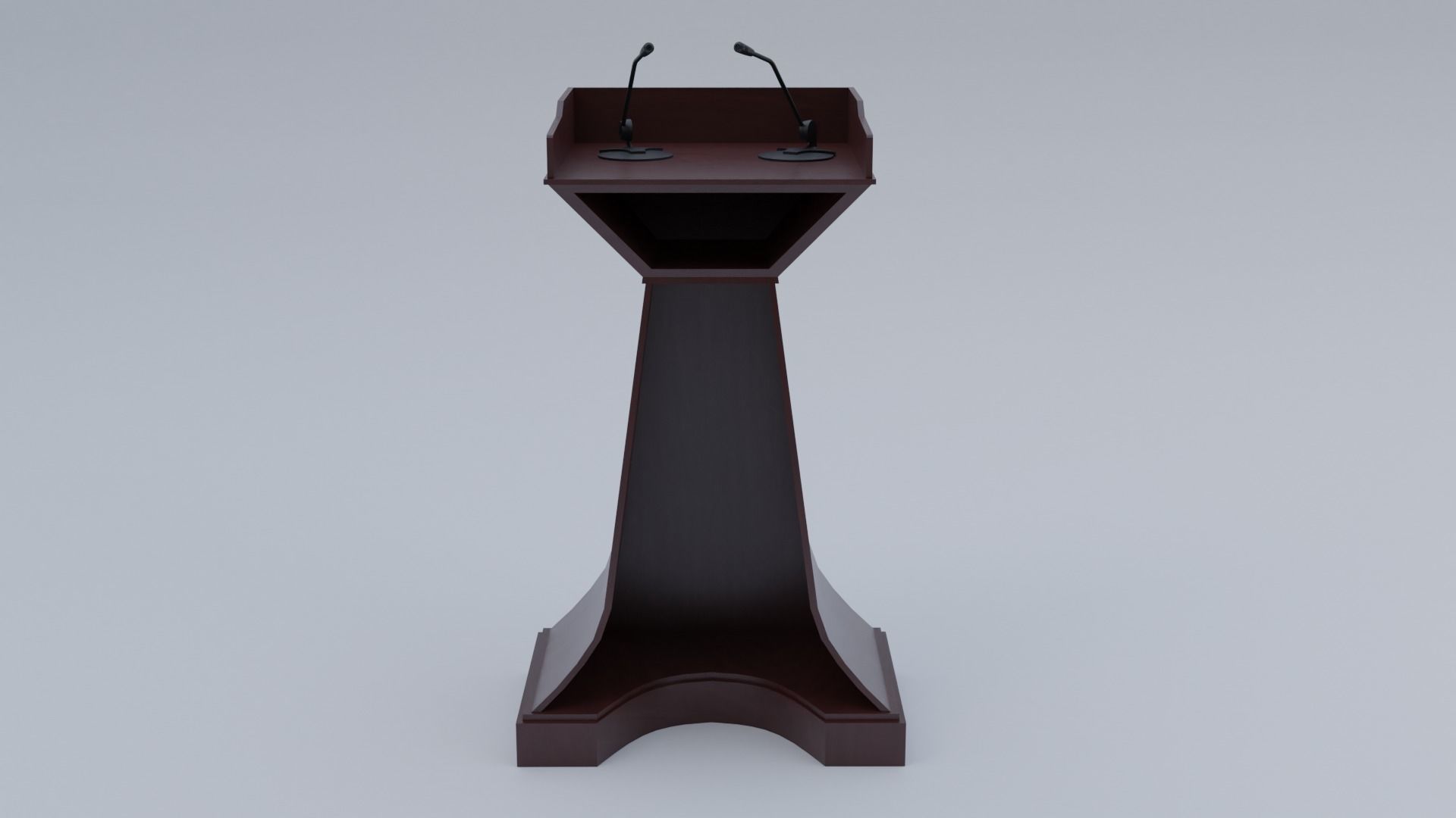 Pulpit Low-Poly wooden podium with two microphones Low-poly 3D model_23