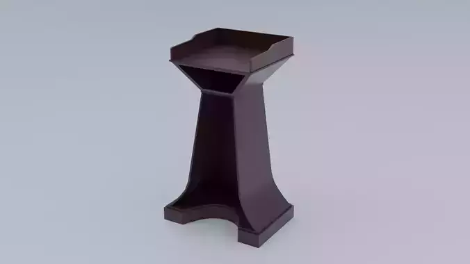 Pulpit Low-Poly wooden podium with two microphones Low-poly 3D model