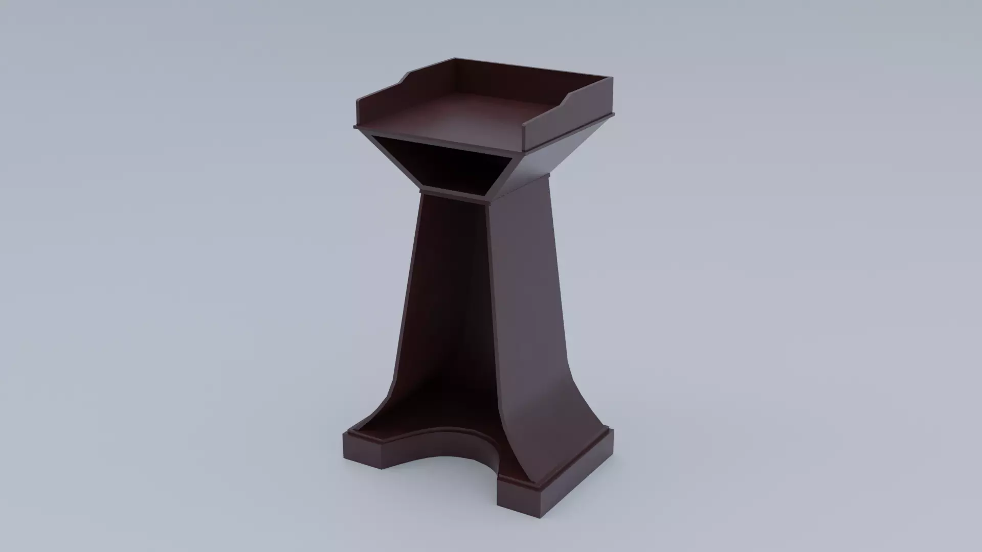 Pulpit Low-Poly wooden podium with two microphones Low-poly 3D model_0