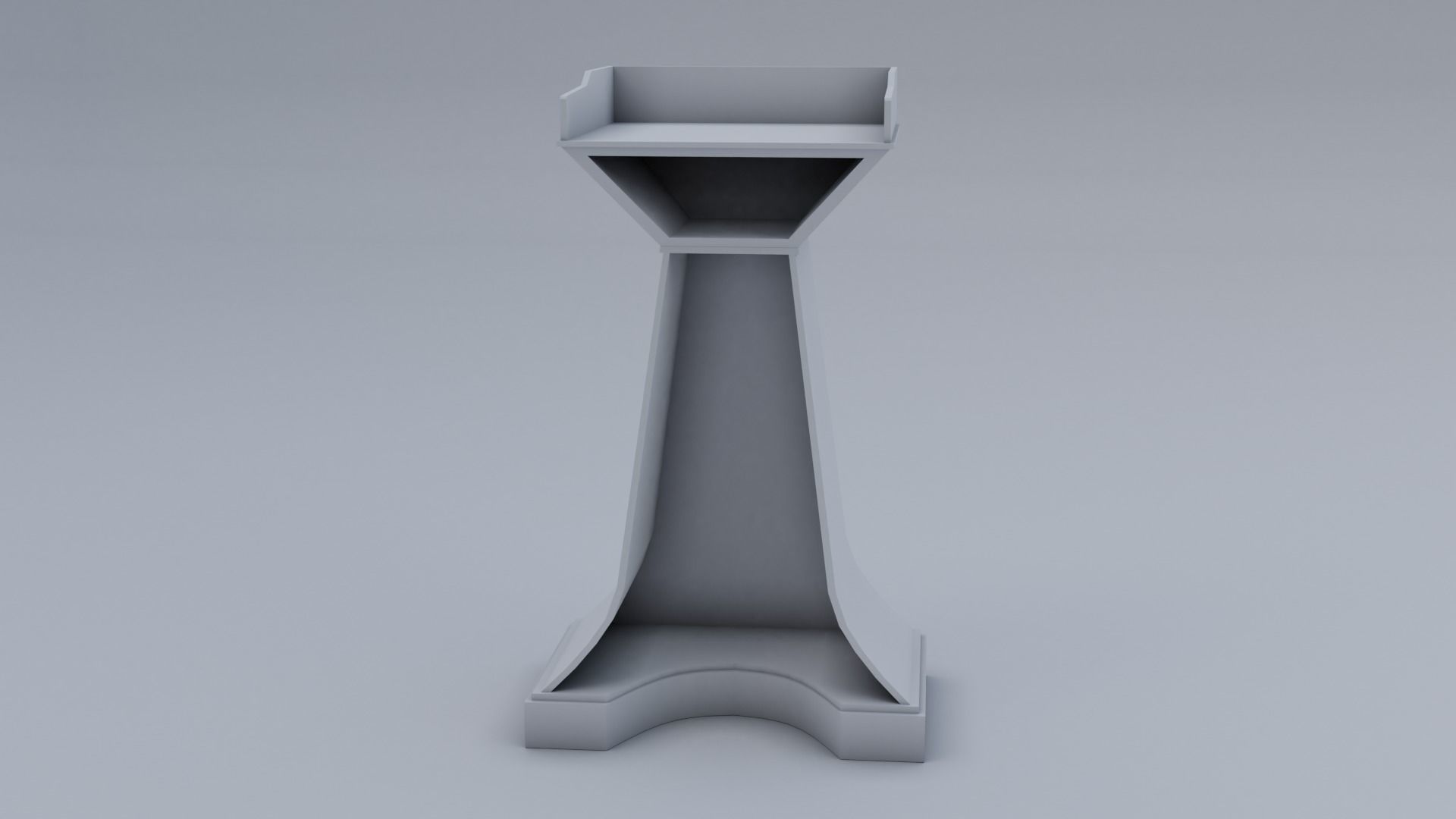 Pulpit Low-Poly wooden podium with two microphones Low-poly 3D model_16