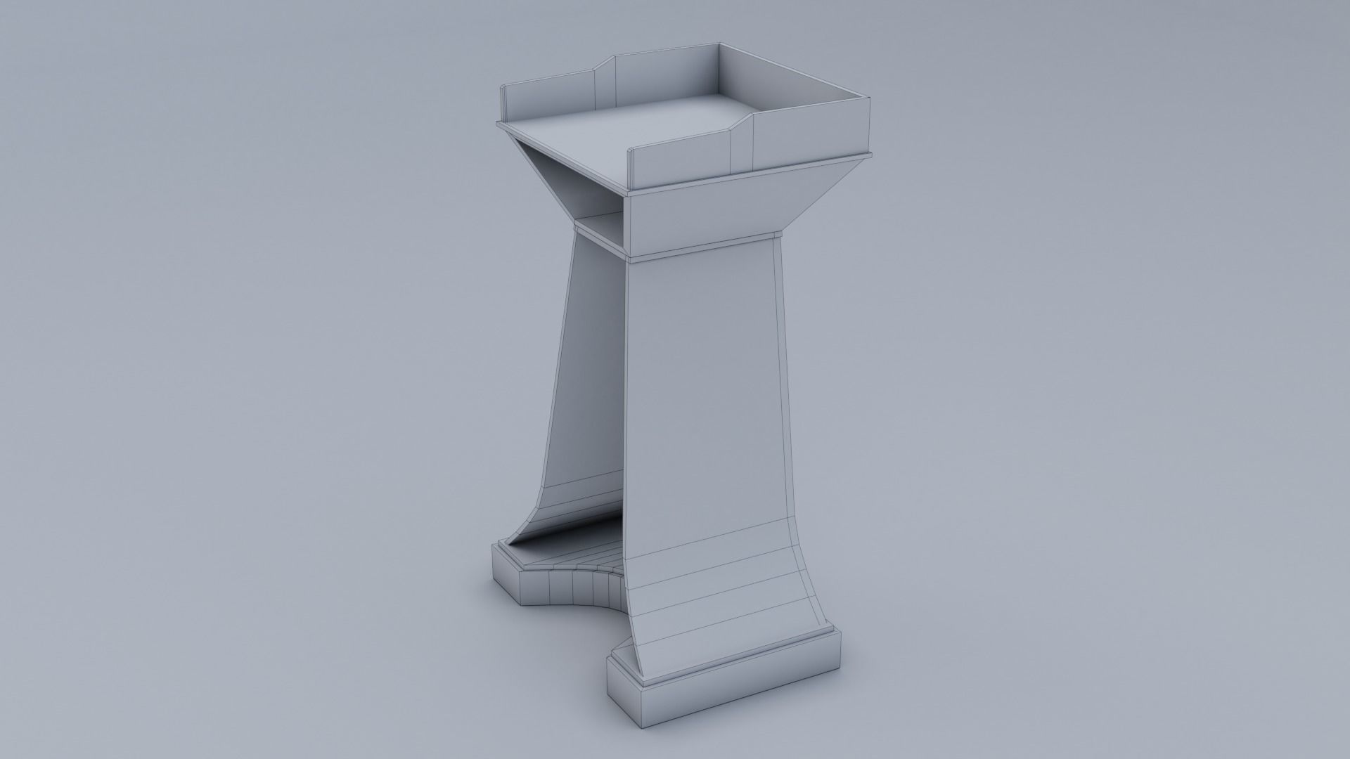 Pulpit Low-Poly wooden podium with two microphones Low-poly 3D model_18