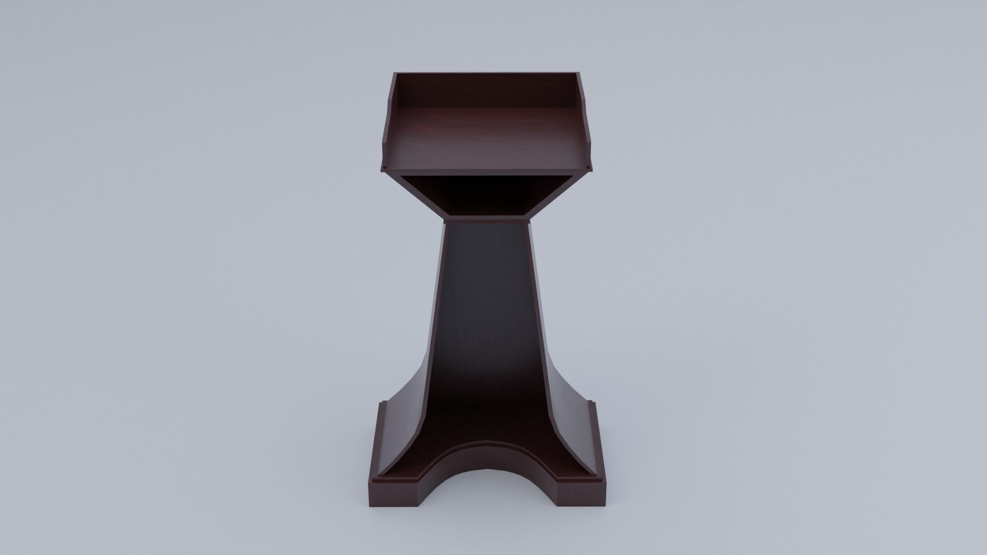 Pulpit Low-Poly wooden podium with two microphones Low-poly 3D model_5