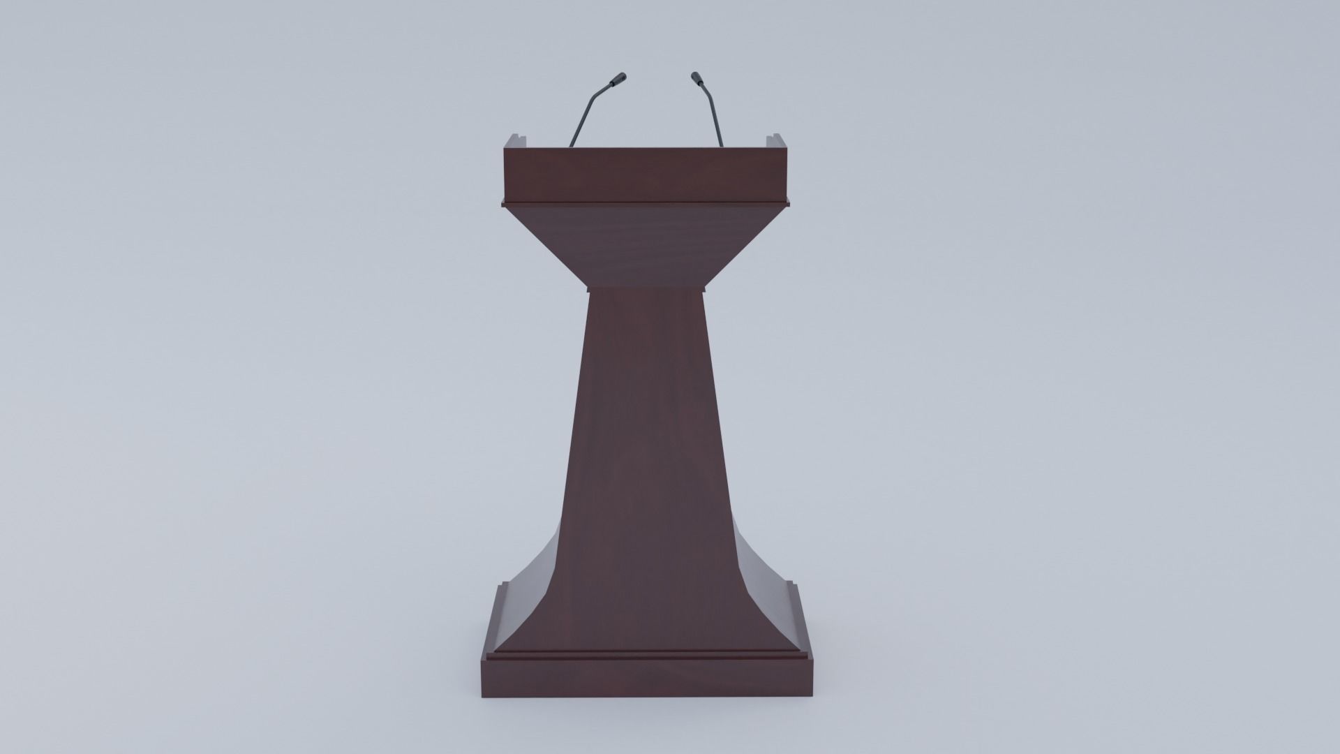 Pulpit Low-Poly wooden podium with two microphones Low-poly 3D model_4