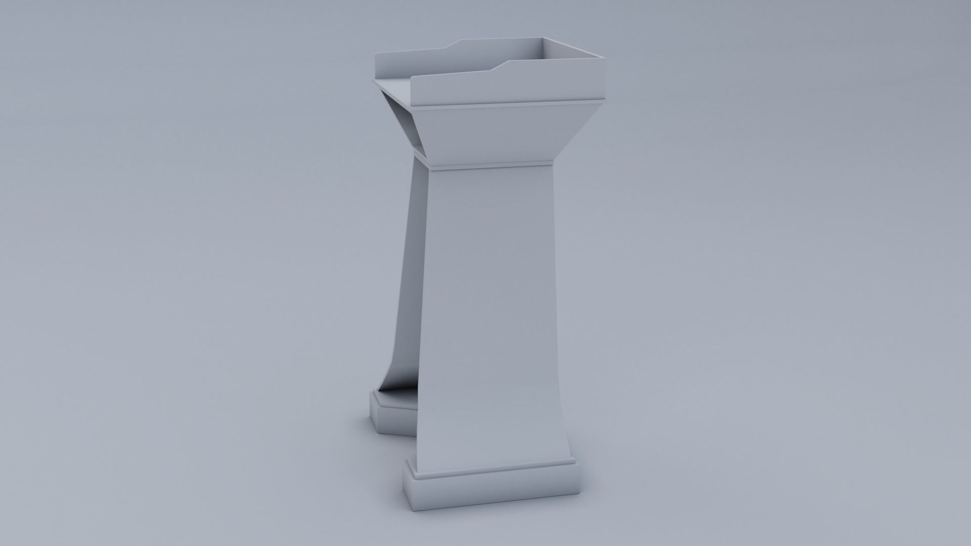 Pulpit Low-Poly wooden podium with two microphones Low-poly 3D model_15
