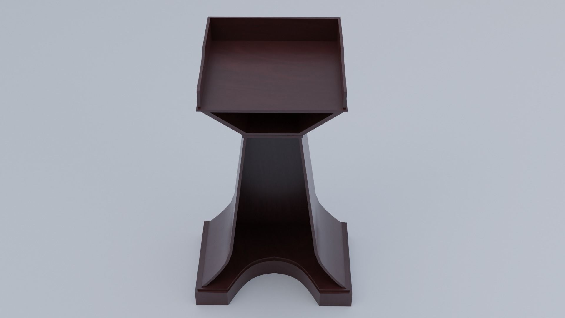 Pulpit Low-Poly wooden podium with two microphones Low-poly 3D model_12