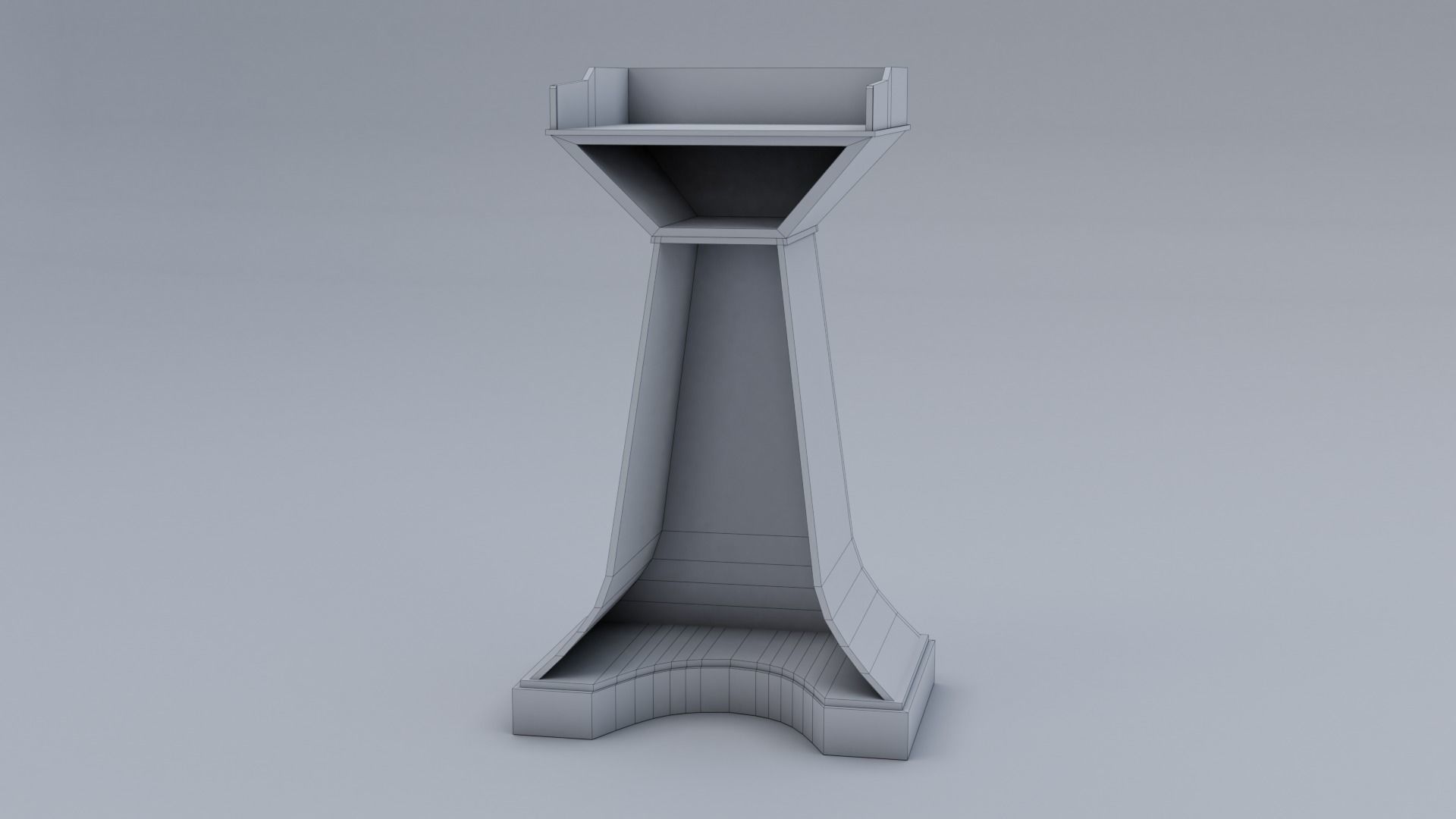 Pulpit Low-Poly wooden podium with two microphones Low-poly 3D model_17