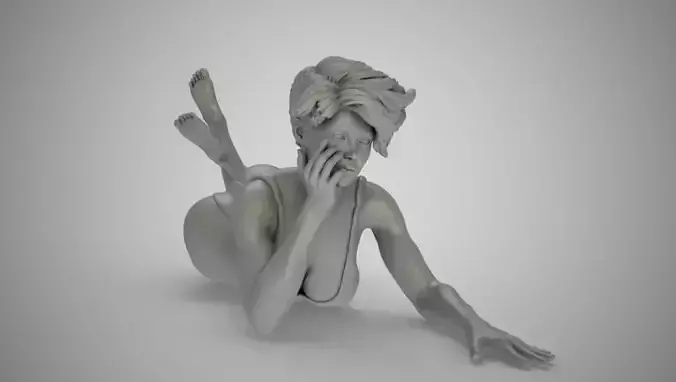 Girl Lies On The Sand 3D print model