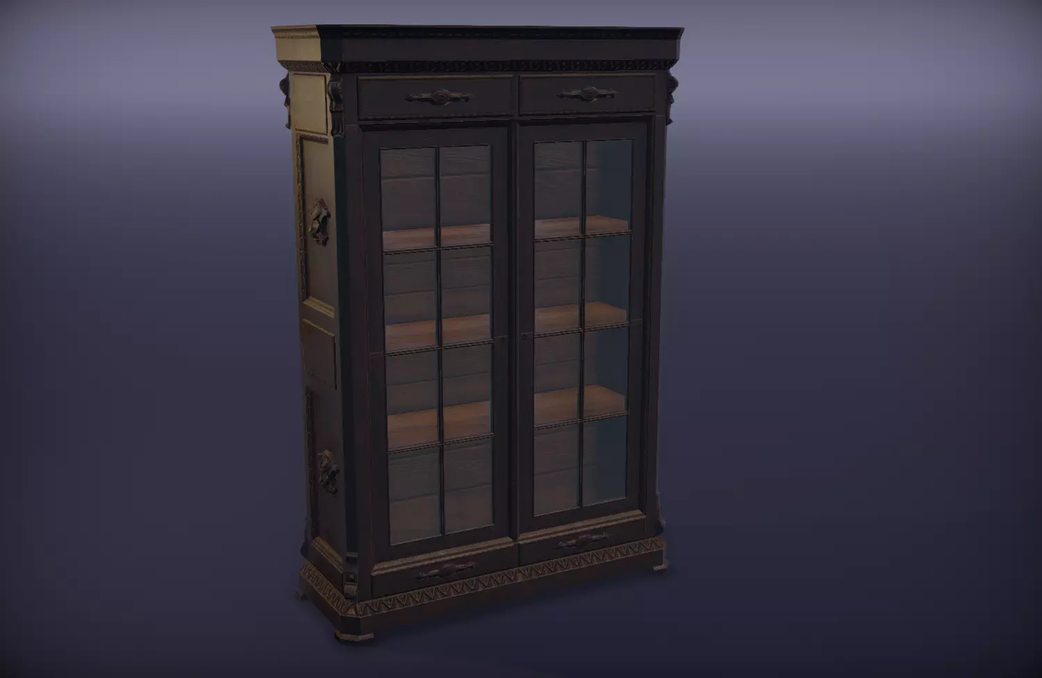 Antique bookcase Low-poly 3D model