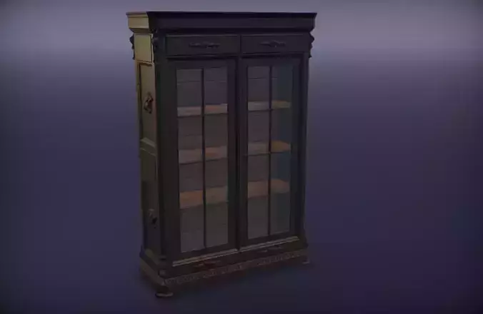 Antique bookcase  Low-poly 3D model