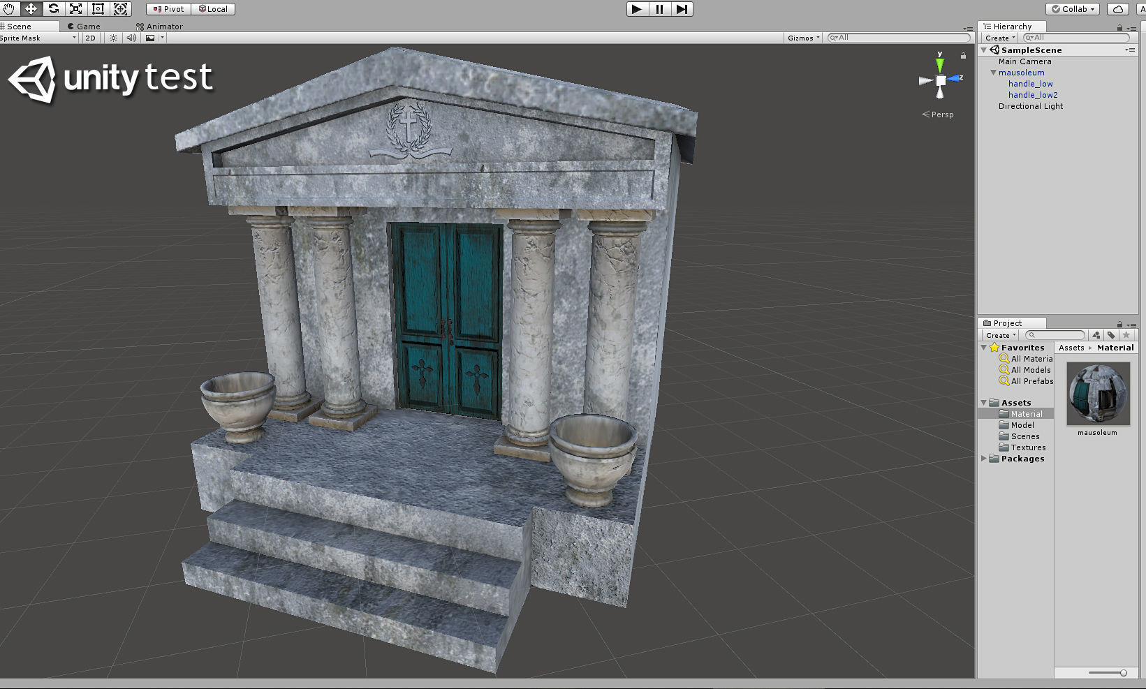 Mausoleum Game Ready ancient greek temple with door Low-poly 3D model_10