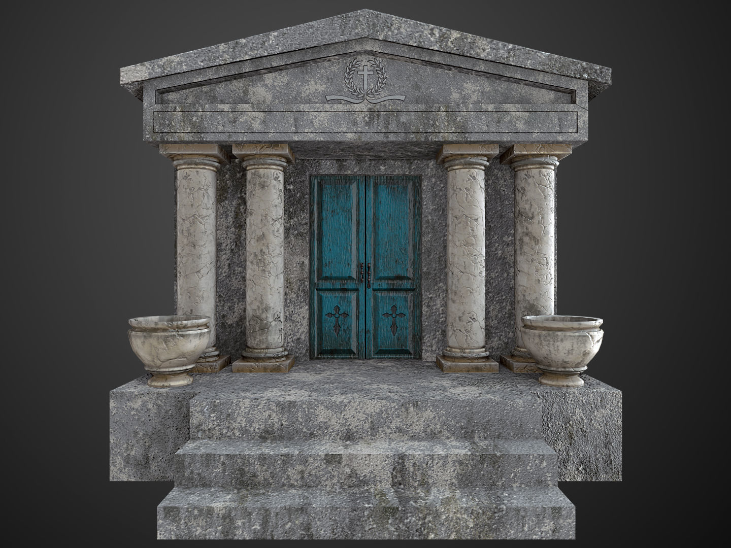 Mausoleum Game Ready ancient greek temple with door Low-poly 3D model_2
