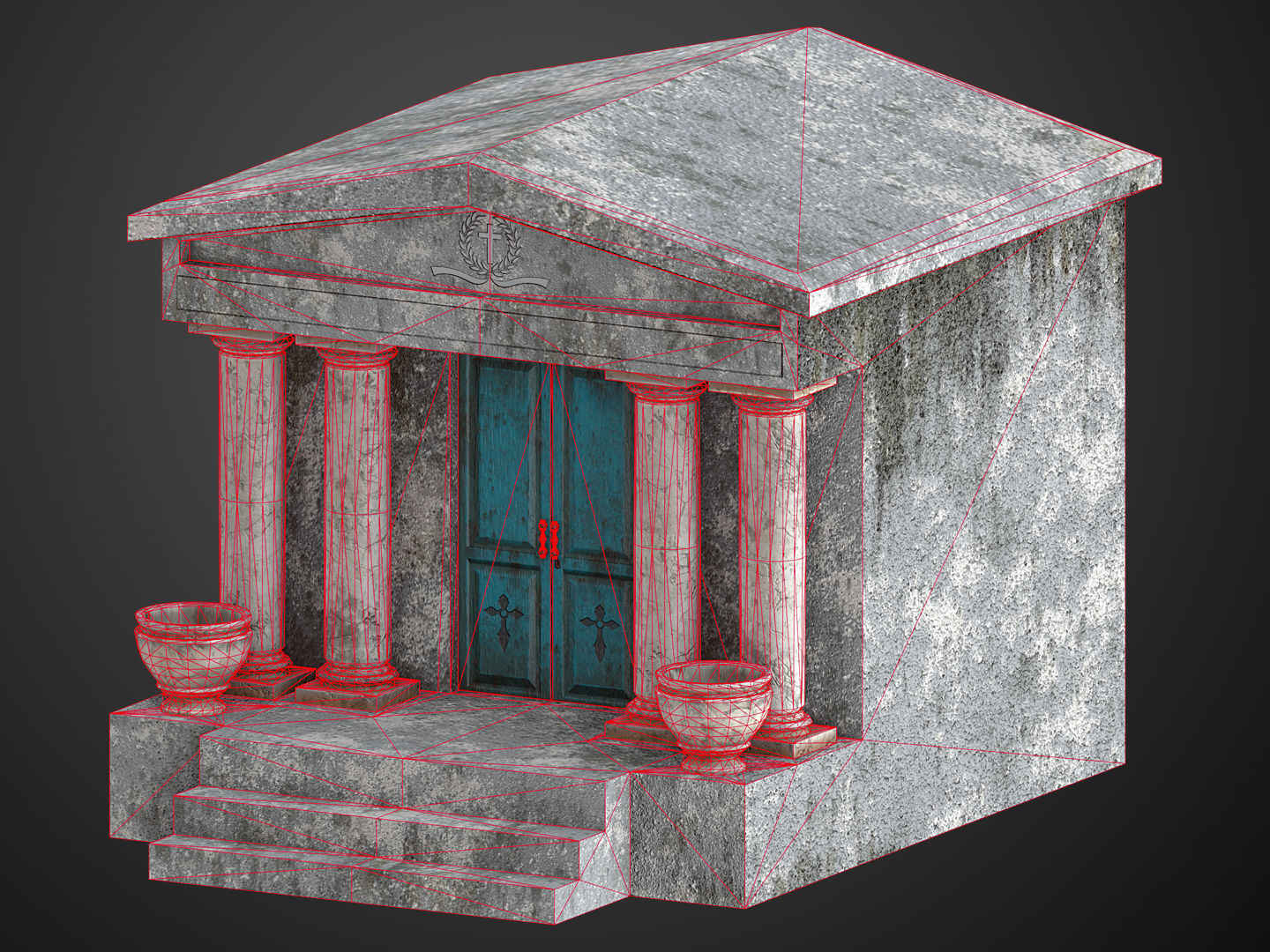 Mausoleum Game Ready ancient greek temple with door Low-poly 3D model_8
