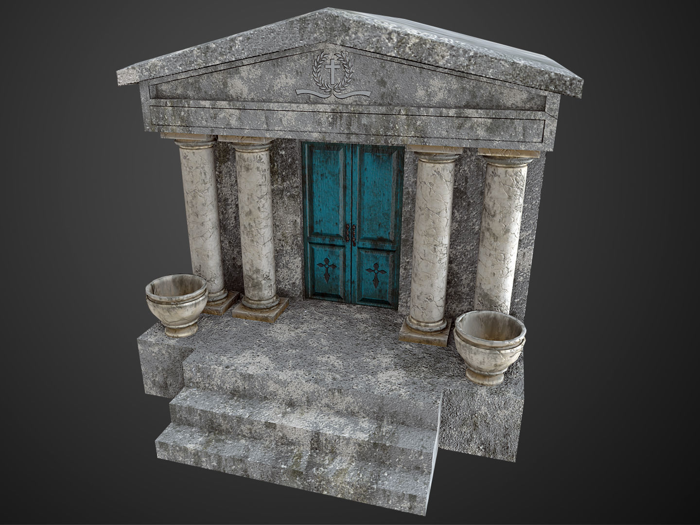 Mausoleum Game Ready ancient greek temple with door Low-poly 3D model_4