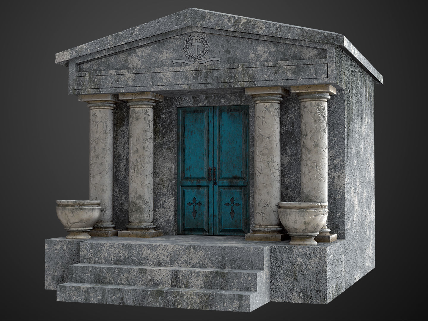 Mausoleum Game Ready ancient greek temple with door Low-poly 3D model_6