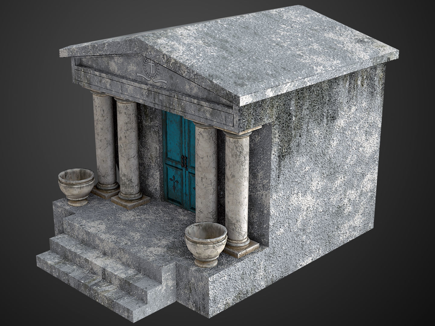 Mausoleum Game Ready ancient greek temple with door Low-poly 3D model_7