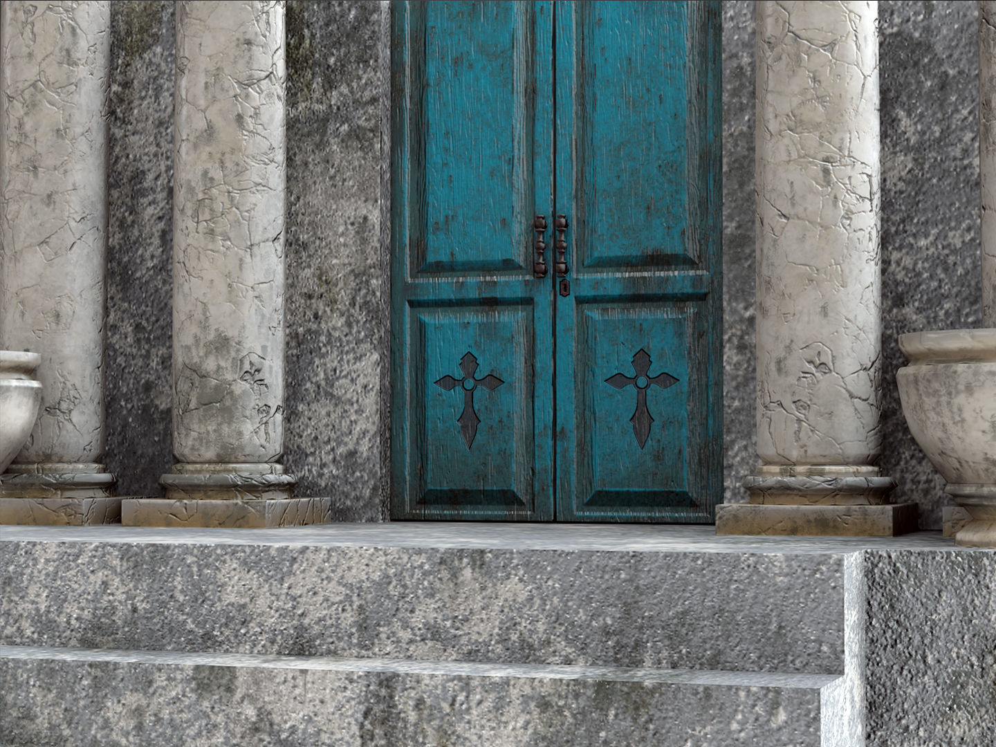 Mausoleum Game Ready ancient greek temple with door Low-poly 3D model_5