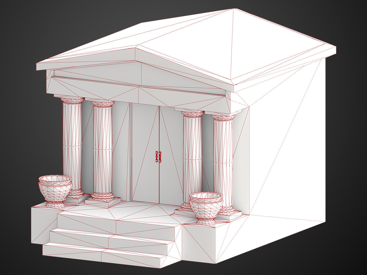 Mausoleum Game Ready ancient greek temple with door Low-poly 3D model_9