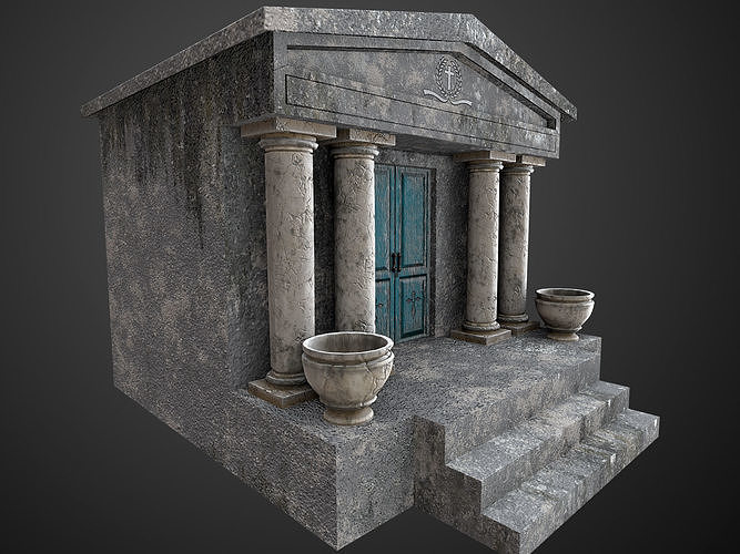 Mausoleum Game Ready ancient greek temple with door Low-poly 3D model