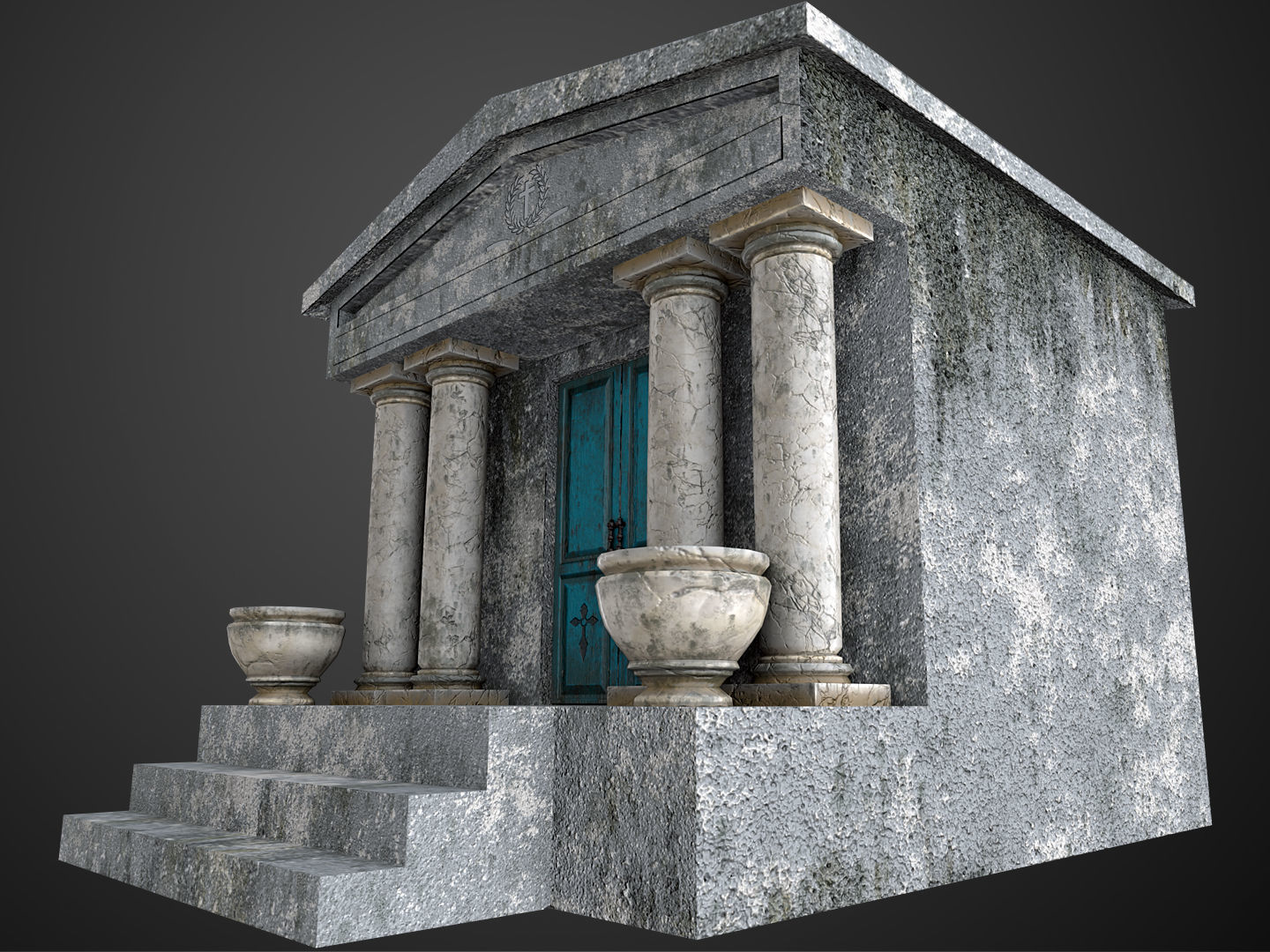 Mausoleum Game Ready ancient greek temple with door Low-poly 3D model_3