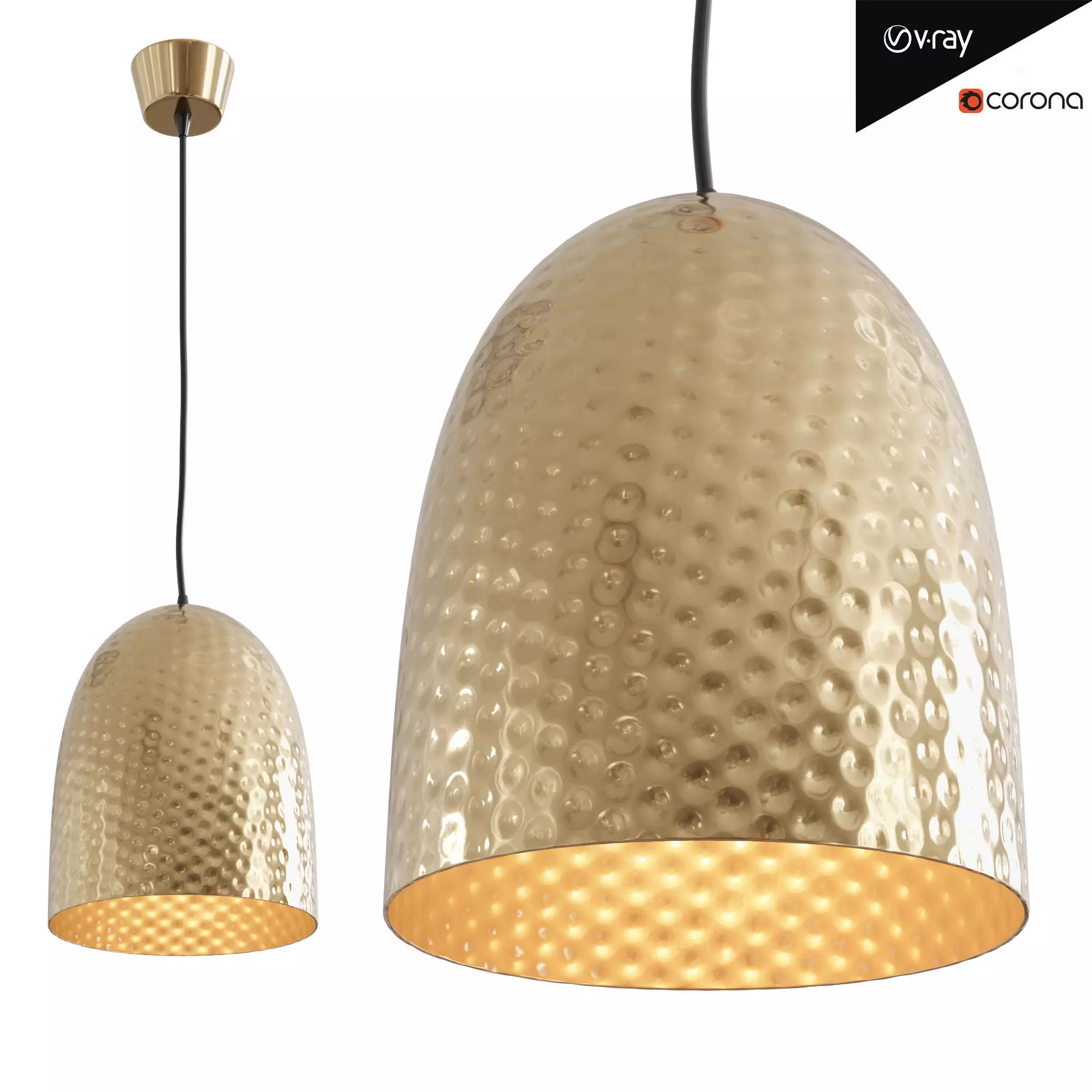 Dolce Beaten Brass Hanging Lamp Low-poly 3D model_0