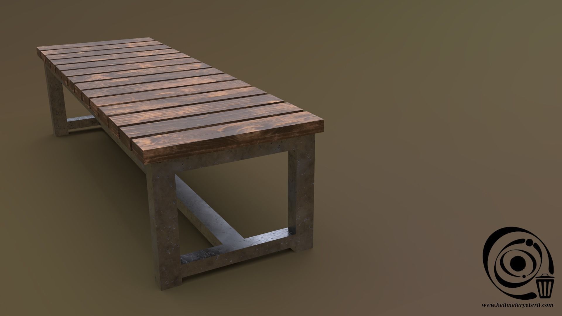 Bench 06 Low-poly 3D model_1