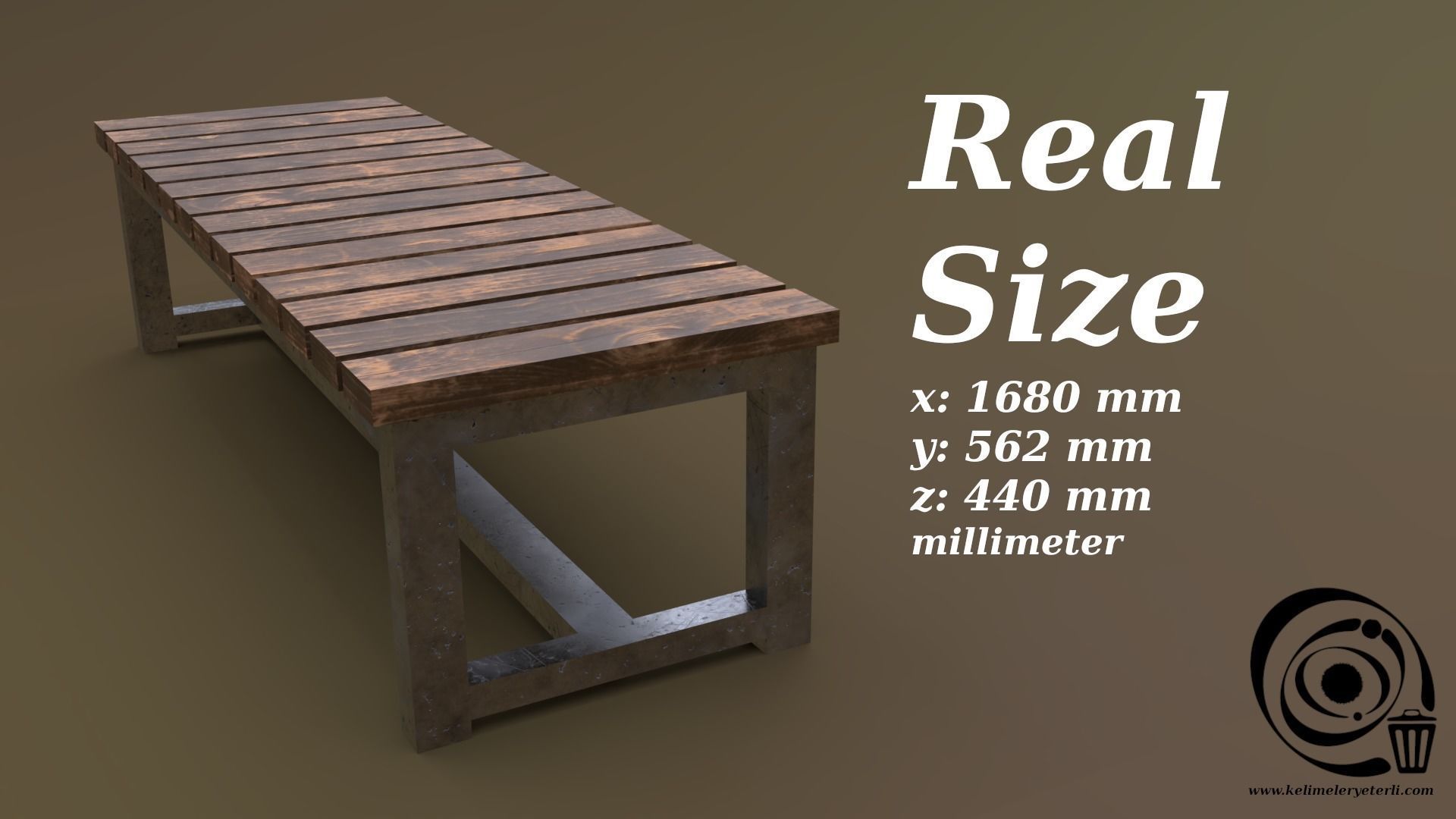 Bench 06 Low-poly 3D model_3