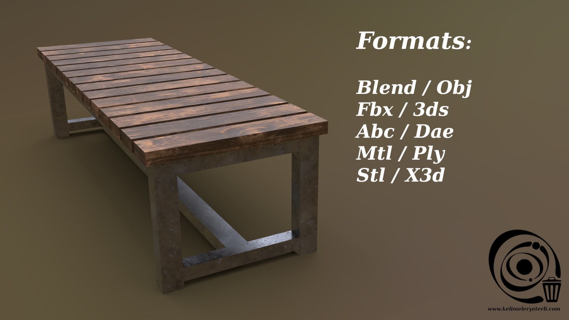 Bench 06 Low-poly 3D model_2