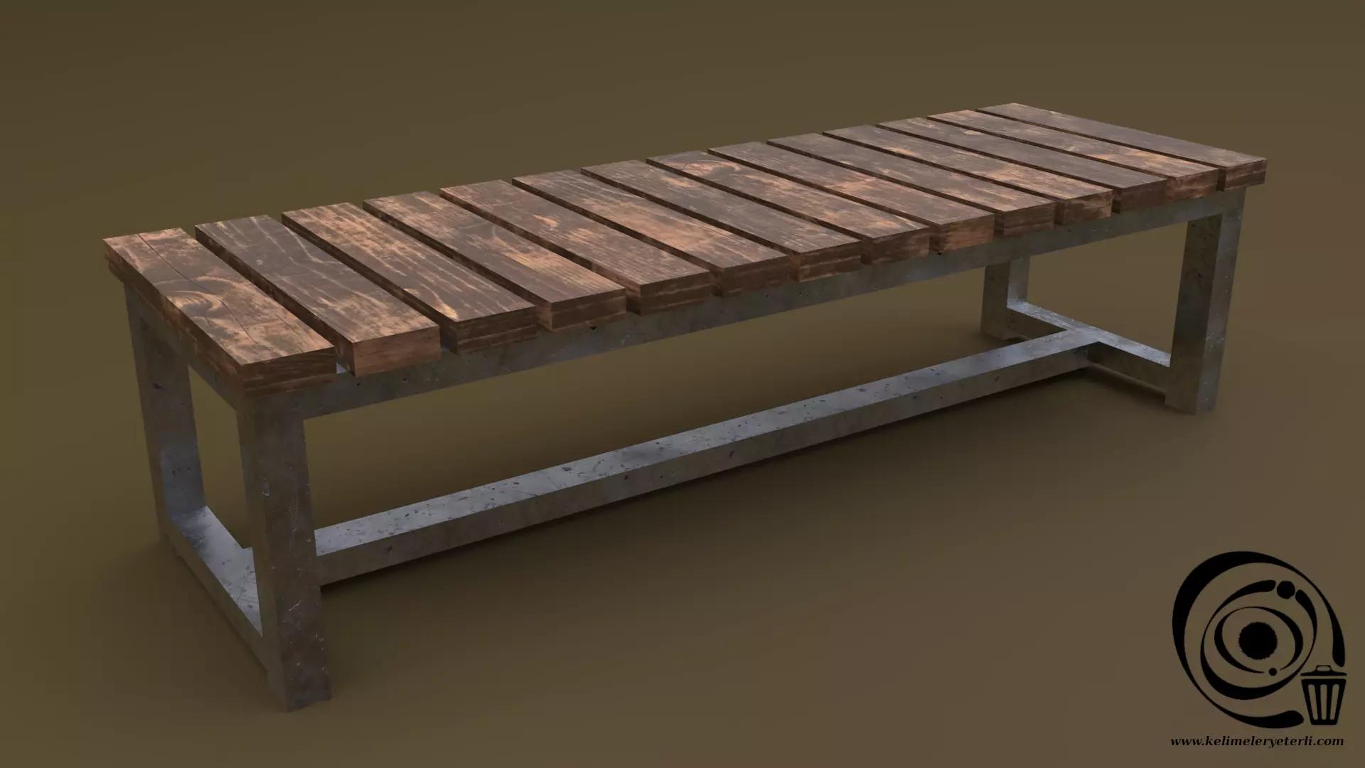 Bench 06 Low-poly 3D model_0