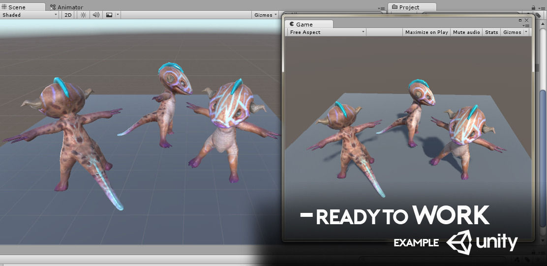 Creature cartoon  Salamander Rigged asset Low-poly 3D model_3