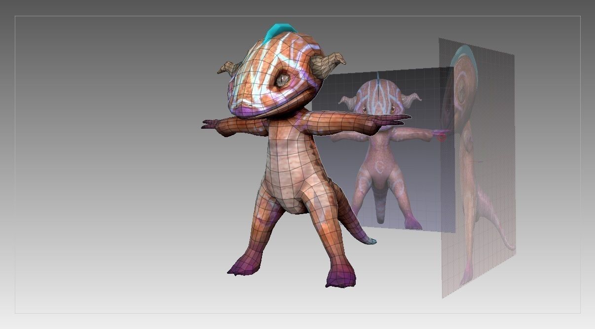 Creature cartoon  Salamander Rigged asset Low-poly 3D model_2