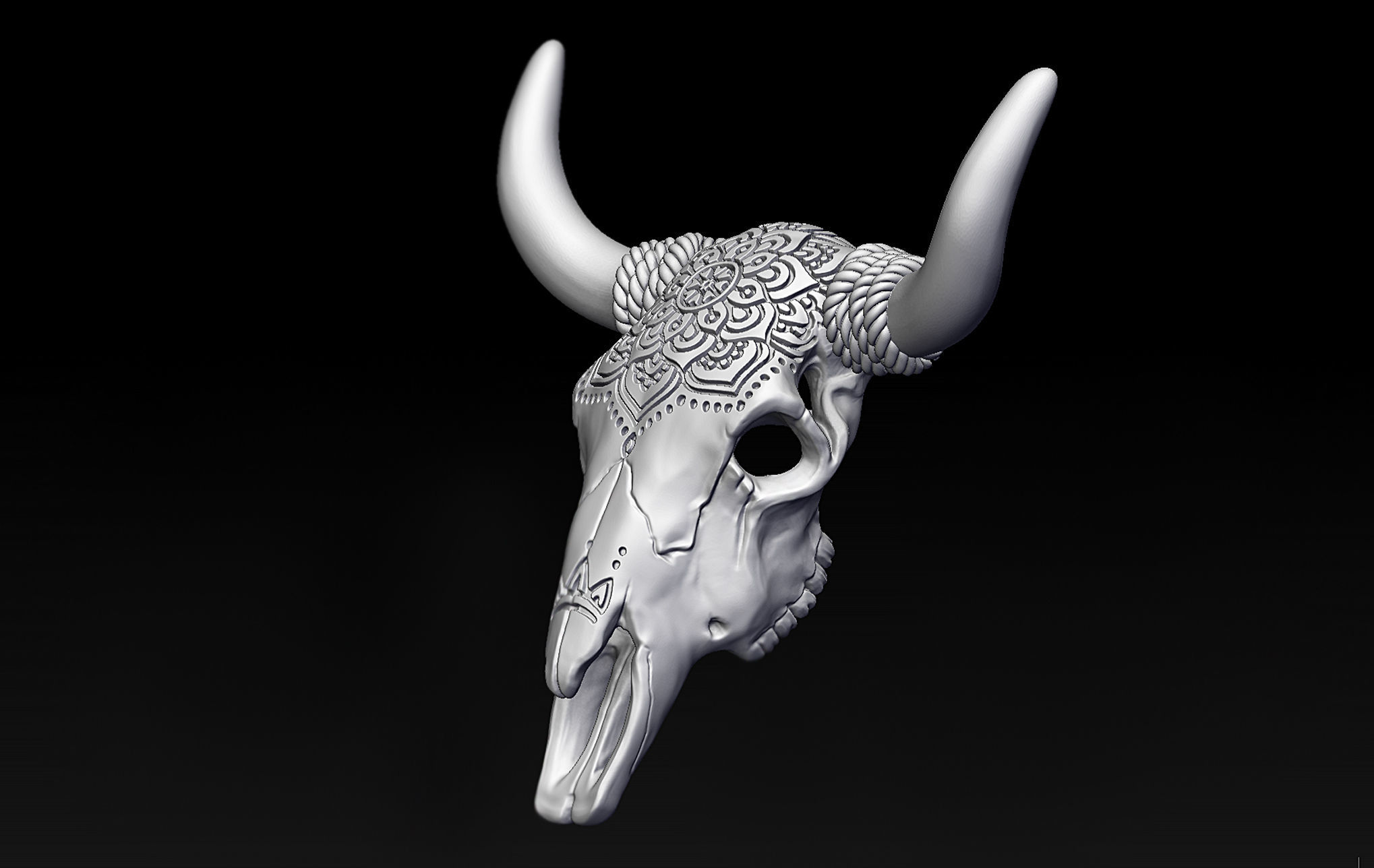 Bull Skull Mandala 3D print model_5