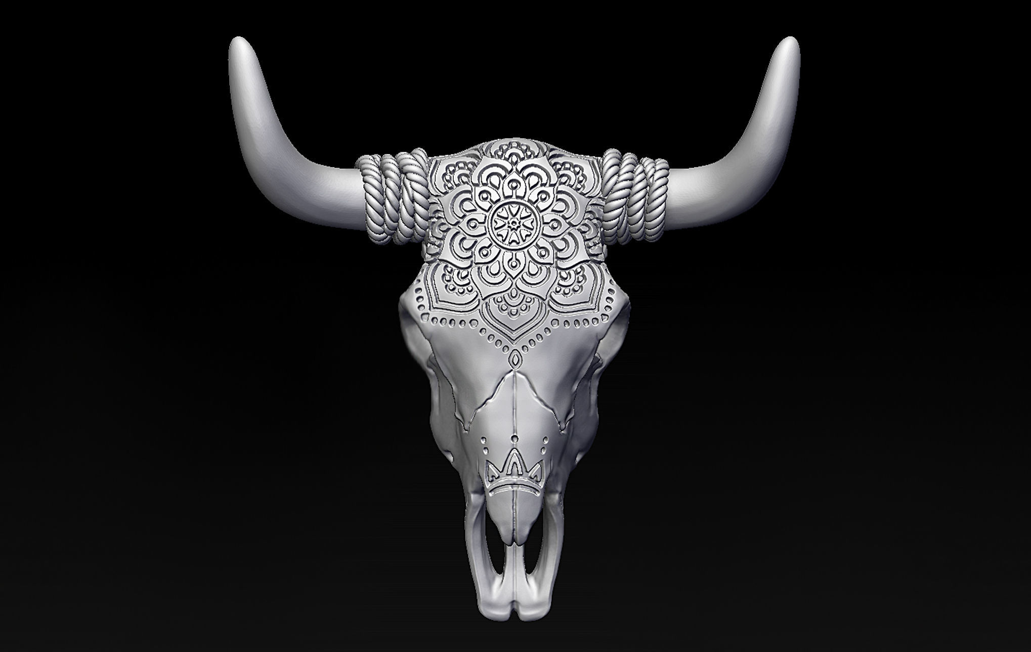 Bull Skull Mandala 3D print model_4