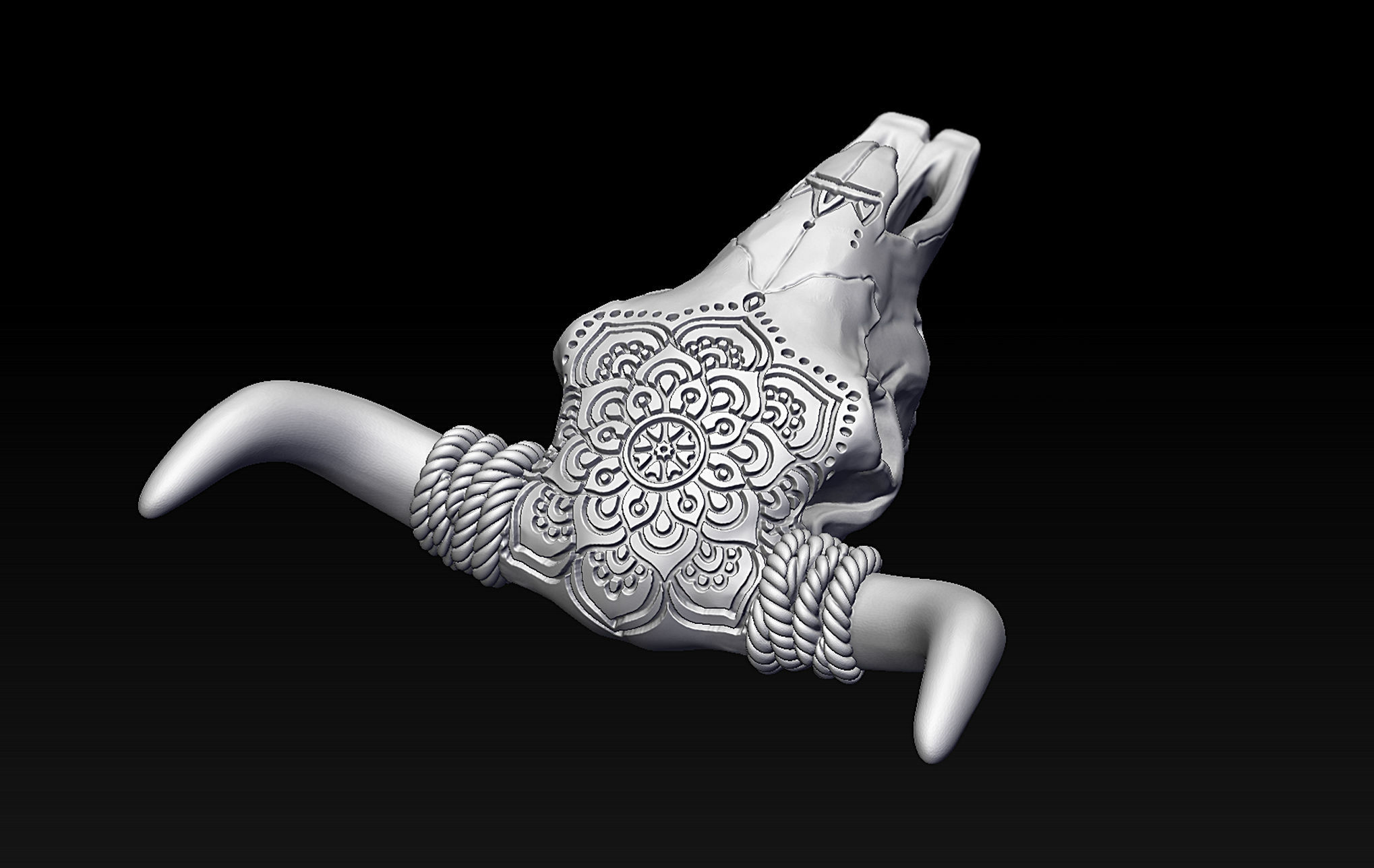 Bull Skull Mandala 3D print model_8