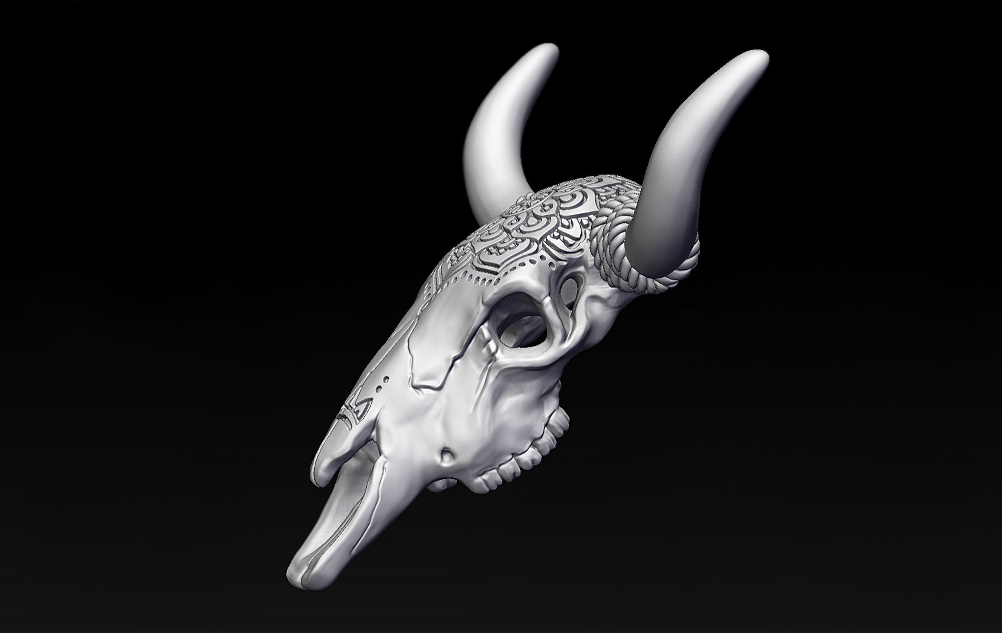 Bull Skull Mandala 3D print model_6