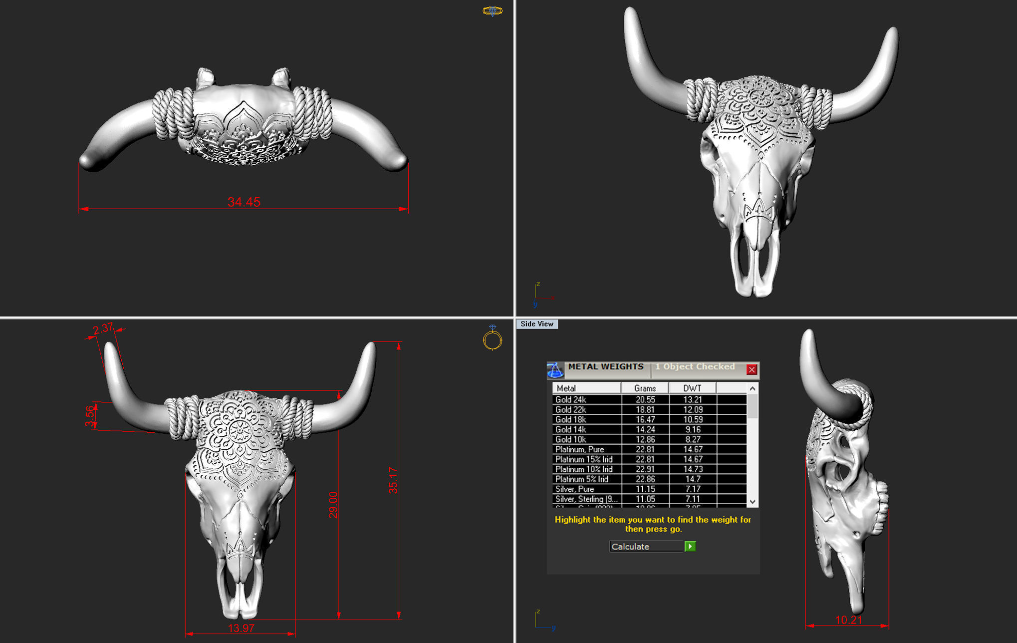 Bull Skull Mandala 3D print model_10